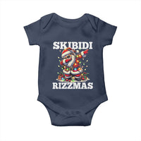 Funny Dabbing Santa Rizz Christmas Baby Onesie Skibidi Rizzmas Xmas Lights