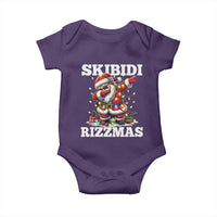 Funny Dabbing Santa Rizz Christmas Baby Onesie Skibidi Rizzmas Xmas Lights