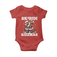 Funny Dabbing Santa Rizz Christmas Baby Onesie Skibidi Rizzmas Xmas Lights