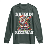 Funny Dabbing Santa Rizz Christmas Long Sleeve Shirt Skibidi Rizzmas Xmas Lights