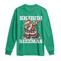 Funny Dabbing Santa Rizz Christmas Long Sleeve Shirt Skibidi Rizzmas Xmas Lights