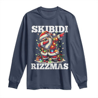 Funny Dabbing Santa Rizz Christmas Long Sleeve Shirt Skibidi Rizzmas Xmas Lights