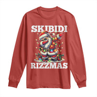 Funny Dabbing Santa Rizz Christmas Long Sleeve Shirt Skibidi Rizzmas Xmas Lights