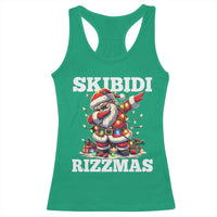 Funny Dabbing Santa Rizz Christmas Racerback Tank Top Skibidi Rizzmas Xmas Lights