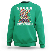 Funny Dabbing Santa Rizz Christmas Sweatshirt Skibidi Rizzmas Xmas Lights - Wonder Print Shop