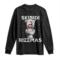 Funny Santa Rizz Christmas Long Sleeve Shirt Skibiti Toilet Rizzmas