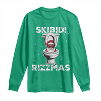 Funny Santa Rizz Christmas Long Sleeve Shirt Skibiti Toilet Rizzmas