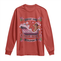 Groovy Pink Christmas Gingerbrad Long Sleeve Shirt Sleigh Girl Sleigh Festive Xmas Holiday Girls