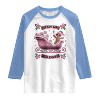 Groovy Pink Christmas Gingerbrad Raglan Shirt Sleigh Girl Sleigh Festive Xmas Holiday Girls