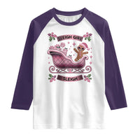 Groovy Pink Christmas Gingerbrad Raglan Shirt Sleigh Girl Sleigh Festive Xmas Holiday Girls