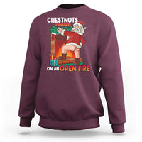 Funny Naughty Santa Sweatshirt Chestnuts Roasting On An Open Fire Dirty Food Pun Xmas Joke - Wonder Print Shop