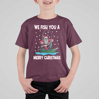 Santa Christmas Boat Fishing T Shirt For Kid We Fish You A Merry Xmas Fisherman - Wonder Print Shop