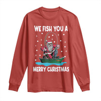 Santa Christmas Boat Fishing Long Sleeve Shirt We Fish You A Merry Xmas Fisherman