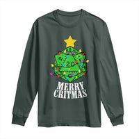 Christmas Gamer Long Sleeve Shirt Merry Critmas D20 RPG Gaming Xmas Tree