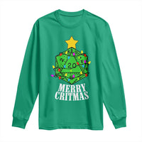 Christmas Gamer Long Sleeve Shirt Merry Critmas D20 RPG Gaming Xmas Tree