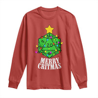 Christmas Gamer Long Sleeve Shirt Merry Critmas D20 RPG Gaming Xmas Tree