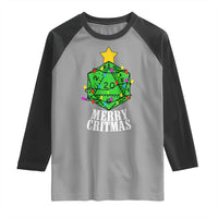 Christmas Gamer Raglan Shirt Merry Critmas D20 RPG Gaming Xmas Tree