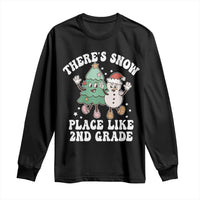 Christmas Teacher Long Sleeve Shirt There’s Snow Place Like 2nd Grade Merry Xmas Retro Groovy