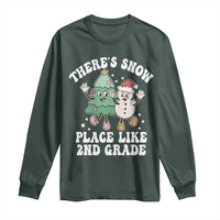 Christmas Teacher Long Sleeve Shirt There’s Snow Place Like 2nd Grade Merry Xmas Retro Groovy
