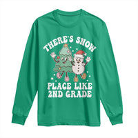 Christmas Teacher Long Sleeve Shirt There’s Snow Place Like 2nd Grade Merry Xmas Retro Groovy