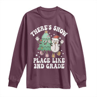 Christmas Teacher Long Sleeve Shirt There’s Snow Place Like 2nd Grade Merry Xmas Retro Groovy