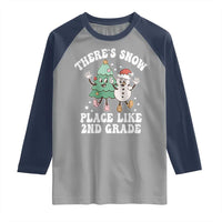 Christmas Teacher Raglan Shirt There’s Snow Place Like 2nd Grade Merry Xmas Retro Groovy
