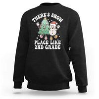 Christmas Teacher Sweatshirt Theres Snow Place Like 2nd Grade Merry Xmas Retro Groovy - Wonder Print Shop