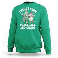 Christmas Teacher Sweatshirt Theres Snow Place Like 2nd Grade Merry Xmas Retro Groovy - Wonder Print Shop