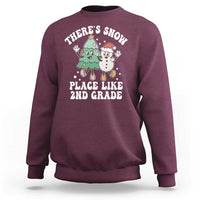 Christmas Teacher Sweatshirt Theres Snow Place Like 2nd Grade Merry Xmas Retro Groovy - Wonder Print Shop