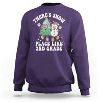 Christmas Teacher Sweatshirt Theres Snow Place Like 2nd Grade Merry Xmas Retro Groovy - Wonder Print Shop