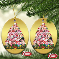 Cute Pink Pigs Xmas Tree Christmas Ornament Funny Farmer Xmas Lights Festive Vibe - Wonder Print Shop