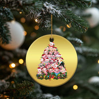 Cute Pink Pigs Xmas Tree Christmas Ornament Funny Farmer Xmas Lights Festive Vibe - Wonder Print Shop