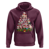 Cute Pink Pigs Christmas Tree Hoodie Funny Farmer Xmas Lights Festive Vibe