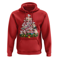 Cute Pink Pigs Christmas Tree Hoodie Funny Farmer Xmas Lights Festive Vibe