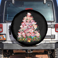 Cute Pink Pigs Christmas Tree Spare Tire Cover Funny Farmer Xmas Lights Festive Vibe