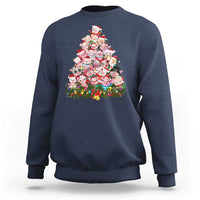 Cute Pink Pigs Christmas Tree Sweatshirt Funny Farmer Xmas Lights Festive Vibe - Wonder Print Shop