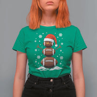 Christmas Football T Shirt For Women Rugby Snowman Xmas Festive Holiday Sports - Wonder Print Shop