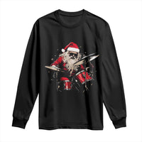 Funny Rock'n Roll Santa Claus Long Sleeve Shirt Cool Drummer Festive Christmas