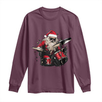 Funny Rock'n Roll Santa Claus Long Sleeve Shirt Cool Drummer Festive Christmas