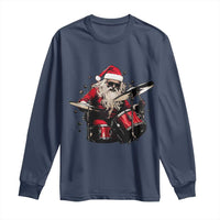 Funny Rock'n Roll Santa Claus Long Sleeve Shirt Cool Drummer Festive Christmas