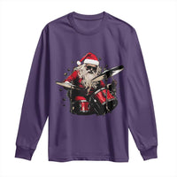 Funny Rock'n Roll Santa Claus Long Sleeve Shirt Cool Drummer Festive Christmas