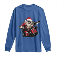 Funny Rock'n Roll Santa Claus Long Sleeve Shirt Cool Drummer Festive Christmas