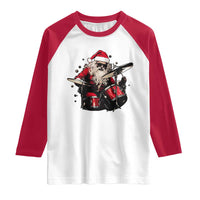 Funny Rock'n Roll Santa Claus Raglan Shirt Cool Drummer Festive Christmas