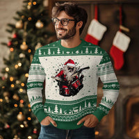 Funny Rock'n Roll Santa Claus Ugly Christmas Sweater Cool Drummer Festive Christmas - Wonder Print Shop