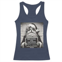 Funny Santa Mugshot Racerback Tank Top Naughty Christmas Festive Vibe