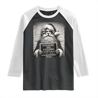 Funny Santa Mugshot Raglan Shirt Naughty Christmas Festive Vibe