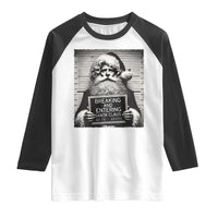 Funny Santa Mugshot Raglan Shirt Naughty Christmas Festive Vibe