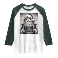 Funny Santa Mugshot Raglan Shirt Naughty Christmas Festive Vibe