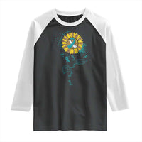 Cervical Cancer Awareness Raglan Shirt Faith Hope Love Fight Teal And White Ribbon Sunflower