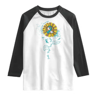 Cervical Cancer Awareness Raglan Shirt Faith Hope Love Fight Teal And White Ribbon Sunflower